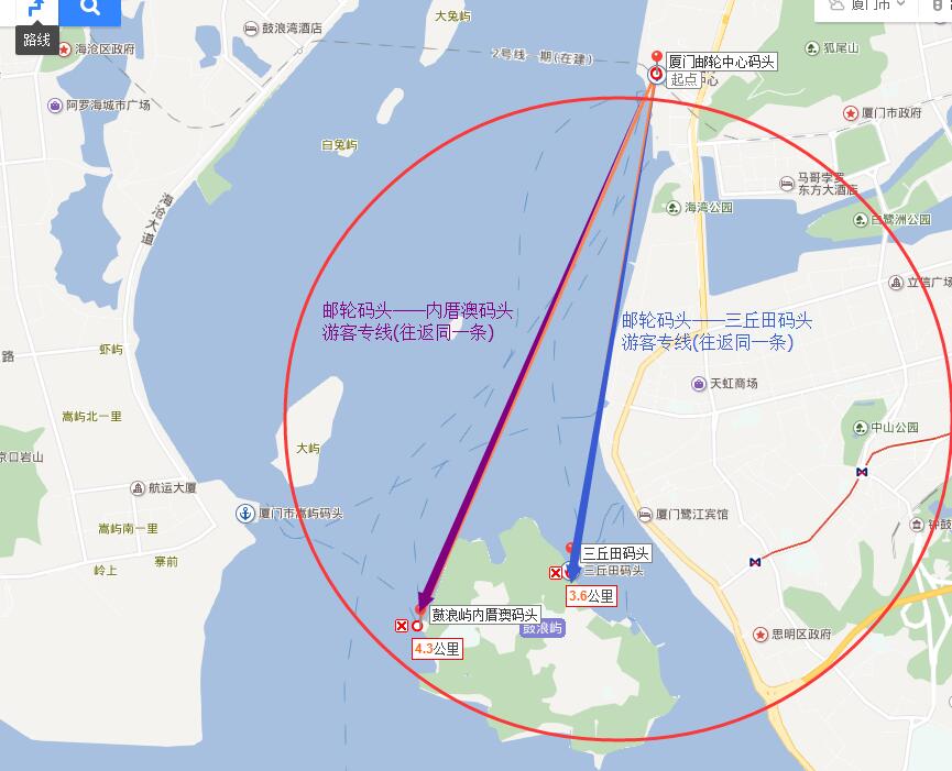 廈門(mén)鼓浪嶼游船航線(xiàn)